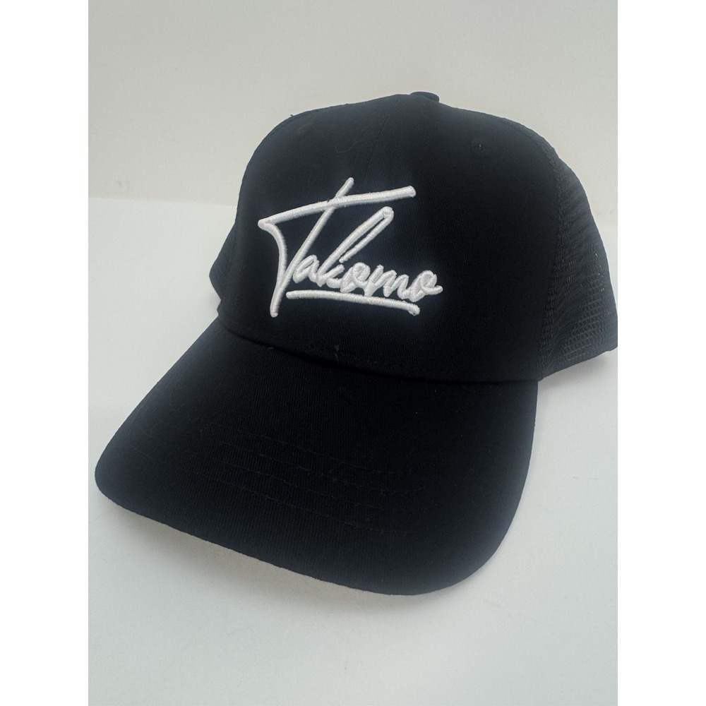 NWOT Takomo Golf Embroidered Script Black Mesh Snapback OSFM Cap Hat